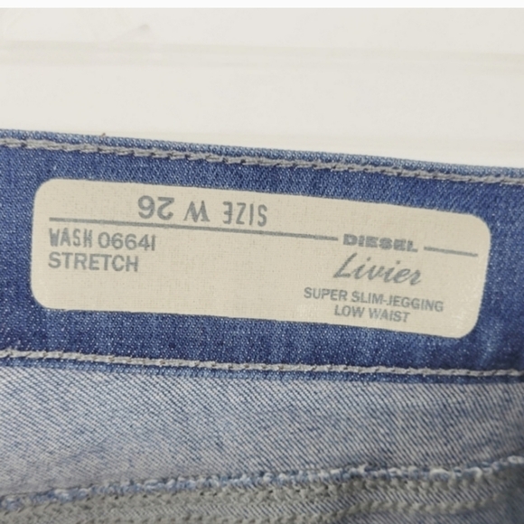 DIESEL LIVIER Stretch Super Slim Blue Low Waist Jegging Size 26 - Picture 9 of 11